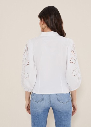 Phase Eight Kacey Broderie Shirts White Canada | SNIMFE-254